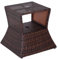 Outsunny Outdoor Patio Rattan Wicker Coffee Table Bistro Side Table w/Umbrella Hole and Storage Space, Brown