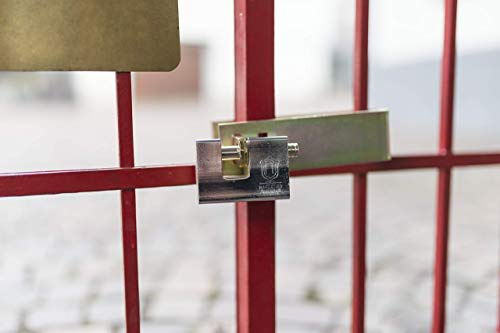 F.T. 932 - KIT di Sicurezza per Cancelli e Grate - Cravatta 60mm + Lucchetto Rettangolare Corazzato in Acciaio