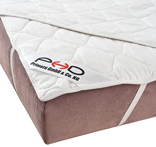 PHD Primera Matratzenschoner Natural mit Bezug aus 100% Baumwolle 200x200 cm - 40°C waschbar - Matratzenauflage und Matratzenschutz für Matratze, Boxspringbett u. Topper für 200 x 200