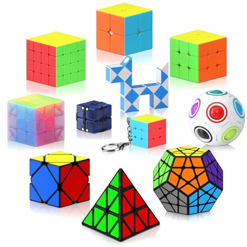 Vdealen Zauberwürfel Set, Speed Cube von 2x2 3x3 4x4 Pyramide Megaminx Skewb Infinity Snake Zauberwürfel Original, Magic Cube Würfel Puzzle, Geschenk für Kinder Teenager Erwachsene(11er Pack)