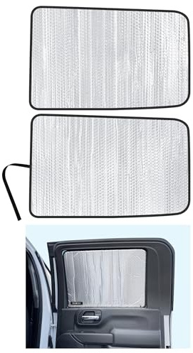 Side Window Rear Seat 2nd Row Sunshade Custom Fit for 2020 2021 2022 2023 2024 2025 2026 GMC Sierra 2500 3500, SLT, AT4, Denali, 4Door Crew Cab, UV Reflector Sun Protection Accessories (Set of 2)