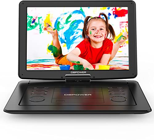 DBPOWER 17.9 Portable DVD Player with 15.6 Large HD Swivel Screen, 6 Hour Rechargeable Battery, Support USB/SD and Multiple Disc Formats, High Volume Speaker, Car Charger, Remote Control