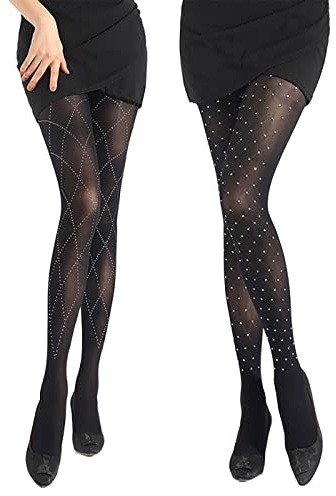 IYOU Brillante Elevado Cintura Medias Brillante Diamante de imitación Negro Rejilla Media Sexy Cristal Partido Pantys Rejilla Medias por Mujeres y Chicas