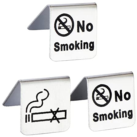 YYdsYQLQ 3 PCS Metal No-Smoking Table Sign Non-Smoking Desk Logo Indicator No Smoking Sign Card Use for Restaurant Office Non-Smoking Desk Logo Indicator