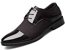Herrklänningsskor snörning brogues smart fest läder Oxfords mode affärssko klassiska kontor bröllop formella skor, Brun, 42 EU