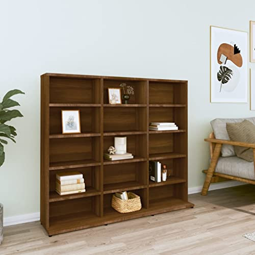 WIFESE CD-Regal Braun Eichen-Optik 102x23x89,5 cm Regal Wand Regale CD Regal BüCherregal Kinderregal Dvd Regal Bookshelf BüCherregal Wand CD StäNder Schrank Schmal Book Shelves Holzwerkstoff