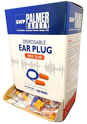 ATERET Earplugs 100 Pairs I 32db Noise Cancelling Soft Disposable Corded Ear Plugs I Safety Hearing Protection for Travel Concert Hunting Shooting Range Work Construction