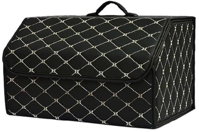 BayDe Auto Leder Kofferraum Organizer,für Mercedes-Benz S-Class W140 Kofferraumtaschen Aufbewahrungs Wasserdicht Faltbarer Aufbewahrungsbox Zubehö,B/Black beige-L