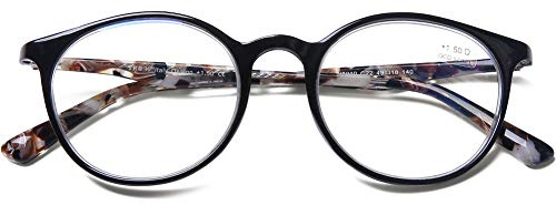 DOOViC Lesebrille Blaulichtfilter Rund Rahmen Brille mit Sehstärke