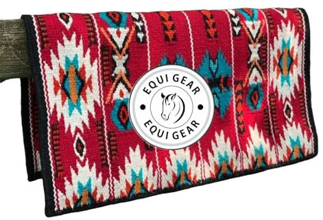 EQUIGEAR Western Show Horse Satteldecke aus neuseeländischer Wolle, Western-Design, handgefertigte Satteldecke, Wollpolster, Sensor Flex (Anpassung möglich), WZ92 (34x36)