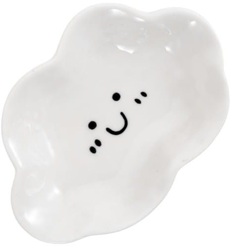 MAGICLULU Cuencos para salsa, diseño de nubes, plato pequeño para servir, aceite de oliva, bandeja de decoración de mesa, platos de fondue para sushi, cerámica, tazas de inmersión, color blanco para