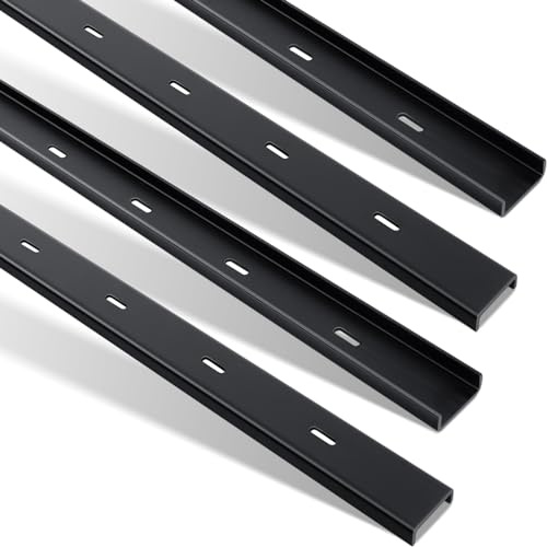 Blulu 4 Pcs 36 L X 2 W C Channel Steel Support Metal Support Bracing Hidden C Bracket for Table Top Live Edge Slab Woodworking, Black Coat Finish