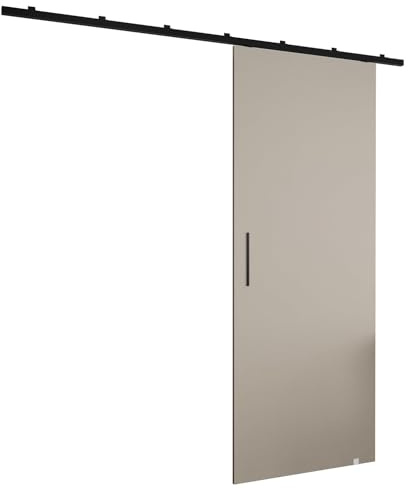 MEBLE KRYSPOL Zonda I Schiebetürset mit Schiene - Hängendes Innen-Schiebetürsystem - Torbeschläge - Hergestellt aus robustem Schichtholz - 204x70 cm - Kaschmir
