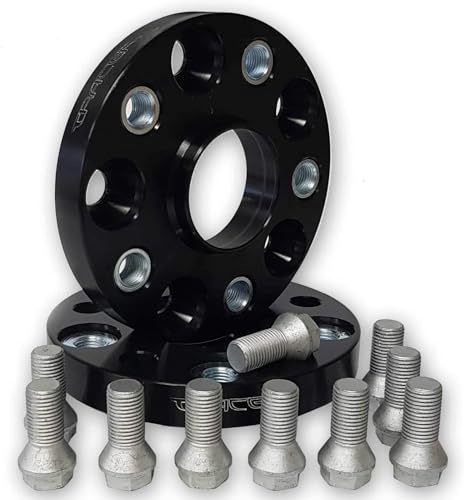 TRACER Spurverbreiterungen Distanzscheiben 13250BWS 20mm schwarz eloxiert - Lochkreis 112/5 - Mittenloch 66,6-2 Stück inklusive Radschrauben M14x1,5