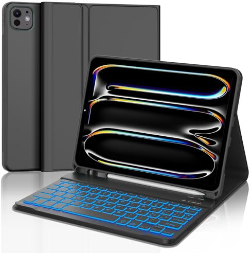 JADEMALL Bluetooth Tastiera per iPad, Samsung, Lenovo, Honor, Xiaomi, Retroilluminata Tastiera Ricaricabile Ultra Sottile Bluetooth Compatibile IOS/Windows/Android, Layout Italiano QWERTY, Nero