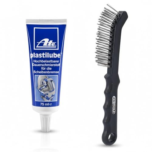 Bremsenpflege Set mit ATE Plastilube & KS Tools Drahtbürste – Original Markenqualität für Bremssattel & Führungsbolzen – gegen Quietschgeräusche & Rost
