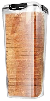 Airtight Bread Bin, Transparent Fresh-keeping Bread Box, Large Capacity Bread Storage Container with Locking Lid & Tray, Slender Tall Bread Holder, for Homemade Bread & Kitchen Storage & Organisation