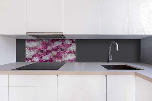 Küchenrückwand Verbundplatte ABSTRAKTE KUNSTMALEREI 80 x 40 cm | Spritzschutz Küche für Herd Spüle | Premium Qualität, Alu Dibond, Stärke 3 mm - Made in EU | Inklusive Kleber