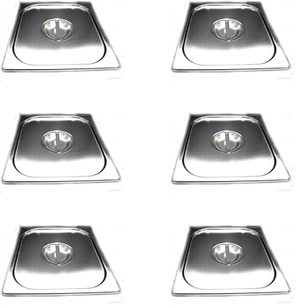 AcMax 6 Stück GN 2/3 Gastronormbehälter GN-Behälter Edelstahl Deckel Gastronorm