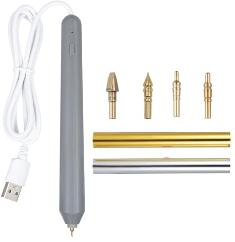 KOSINGNA Hot Heated Foil Pens Set, USB Heat Foil Pen for Scrapbooking Tool Kits Gold & Silver Hot Foil Roll for Card Making Craft Scrapbooking Drawing Pen with USB Cable DC5V