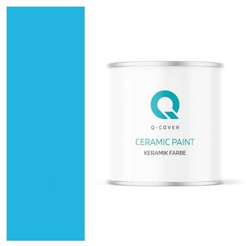 Q-COVER Keramik Farbe 2L (ca.14m²) Blau Wandfarbe Innenfarbe Abwaschbar Klasse 1 Mattfarbe Deckenfarbe Scheuerfest Küche Bad Treppen Ceramic Hohe Deckkfraft