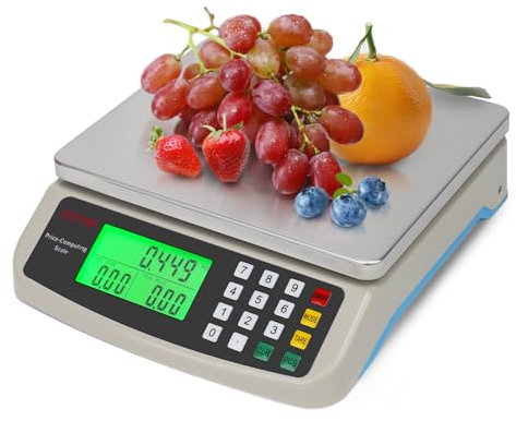 Balance de cuisine Grande balance numérique en acier inoxydable 40 kg pour la restauration Mesure de la viande, des saucisses, etc. Balance à fruits avec fonction de comptage Tare Balance de précisi