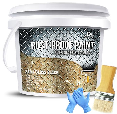 Rust Converter Paint - 946ml Rust Converter for Metal, Water-Based Reformer & Primer - Semi-Gloss Black Anti-Corrosion Coating, Encapsulates Oxidation on Iron, Steel for Maximum Durability