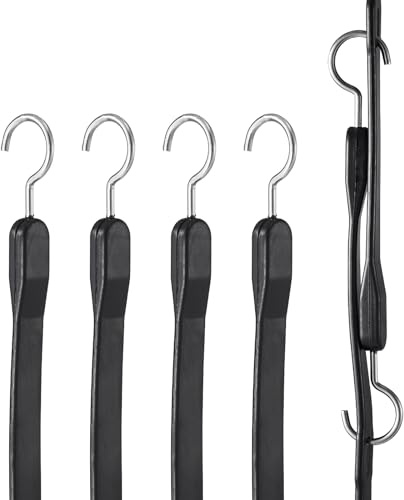 VEVOR 4 PCS Cuerda Elástica Plana de 20 mm Correas Elásticas Resistentes con Ganchos en Forma de S de Acero Cuerda Elástica de 102 cm de Largo para Carga, Camiones y Tiendas de Campaña, Negro