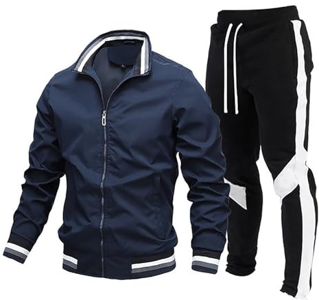 Generico Tuta Uomo Cotone Completo Da 2024 In Felpa 2 Pezzi,Set Di Tute Jogging Sportive A Contrasto Casual Rappresentanza