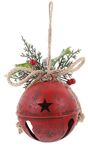 ROMISBABA Große Weihnachtsglocke Aus Eisen Selbstgemacht Weihnachtsschmuck Rote Beerenglocke Zum Aufhängen Langlebige Dekoration Für Zuhause Café Und Büro