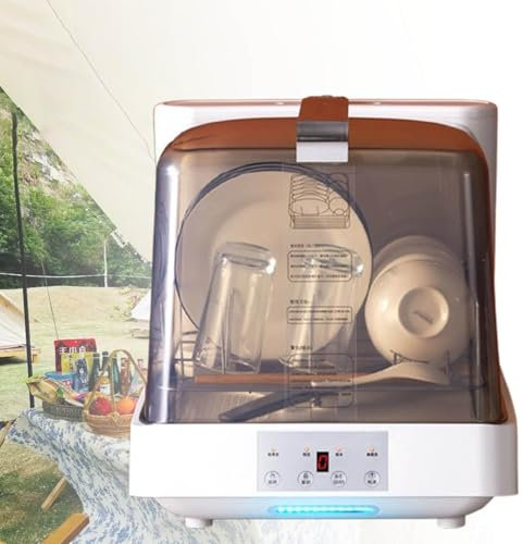 MhWrughts Countertop Dishwasher with 6L Built-in Water Tank, Portable Dishwashers for Apartments Campers, 4 Washing Programs, PTC Hot Air Drying and Inlet Hose, 360° Double Spray Arm