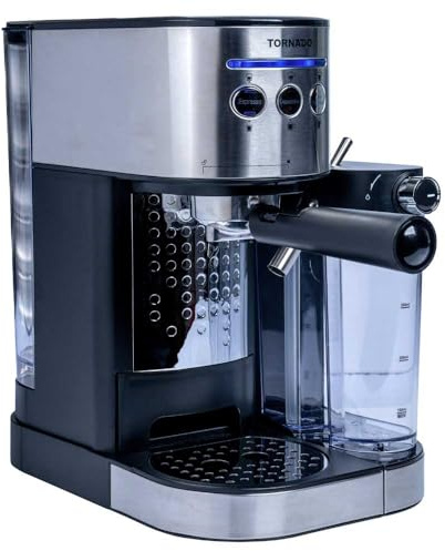 Tornado Machine À Expresso Automatique TCM-14125, 15 Bars, 1,2 L, Noir ET Acier Inoxydable