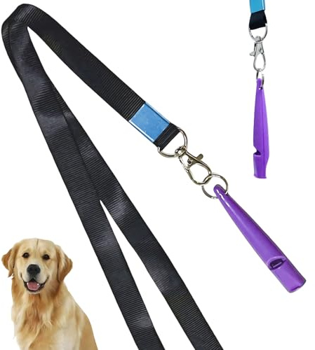 YzmrBdqc Hundetrainingspfeife mit Umhängeband, Hundetrainingsset, Hundepfeifen zum Schleppen mit Pfeifenband, ABS-Material, laut und weitreichend, für Hund, Welpen, Meiste Rassen Training, Lila