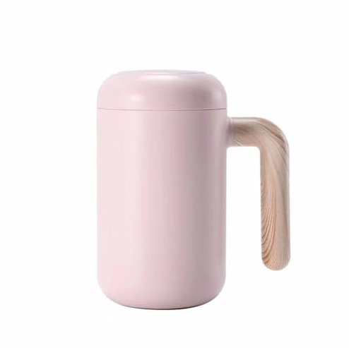 Keramisk kaffemugg med lock, temugg, vattenflaska, keramisk liner/fodral av rostfritt stål isolerade muggar, kaffemuggar presentmuggar. /659(Ceramic liner pink)
