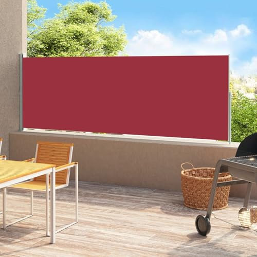IKAYAA Toldo Lateral Retráctil, Pantalla Enrollable, Protector Solar, Viento, Privacidad para Jardin, Balcón, Terraza, 1180 x 500 cm Rojo