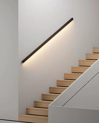 Pasamanos de escalera con luz LED (detección del cuerpo humano) para montar en pared, pasamanos de escalera interior, pasamanos, barandillas, luz LED para escaleras exteriores, pasamanos para el