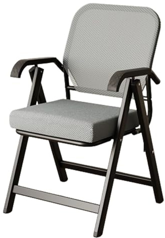 Ergonomisk hopfällbar kontorsstol – grå nätbaksida möte och reception fåtölj för hem, kontor, konferensrum, platsbesparande komfort