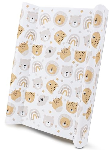 Wickelauflage 50x70 cm - abwaschbare Wickelunterlage mit Lineal - stabile Wickeltischauflage fürs Babybett - stark gepolstert, rutschfest, PVC - Wickelmatte in verschiedenen Designs