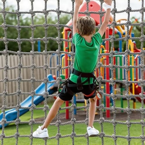 Filet d'escalade d'extérieur pour enfants et adultes, corde de 12 mm d'épaisseur, balançoire pour aire de jeux, cabane dans les arbres, salle de sport, 2 x 2 m, équipement d'entraînement d'obstacles