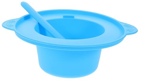 Baluue Cuenco para Facial de Silicona Resistente al con Varilla Agitadora Reutilizable para Potes de Cera y Mascarillas de Kit Completo Azul Reutilizable