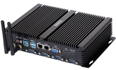 ANDAQI Fanless Industrial PC, Mini Computer, Celeron 1037U, Windows XP / 11 or Linux Ubuntu, IM02, VGA, HDMI, 2 x LAN, 4 x COM, 4 x USB2.0, 4 x USB3.0, 8G RAM, 256G SSD
