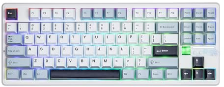 MechLands Aula F87 PRO V2 - Teclado inalámbrico para juegos con batería de 10000 mAh, consulta 8K, SOCD/MT/TGL, BT/2,4 GHz/USB, teclado mecánico TKL con Creamy Gasket y RGB (blanco azul)