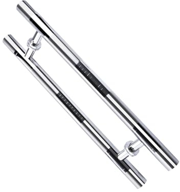 Genérico Manijas De Puerta De Vidrio En Forma De H,manija De Puerta De Entrada Principal,for Puertas De Madera Interiores, Centros Comerciales,cuartos Ducha(L-60/80cm)(Hole Spacing-50cm)