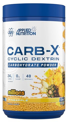 Applied Nutrition Carb X Highly Branched Cyclic Dextrin Carbohydrates,Intra & Post Workout Carbs Powder,Fuel Training & Recovery, Vegan, Gluten Free, Sugar Free, 1.2kg 48 Servings (Pineapple Millions)
