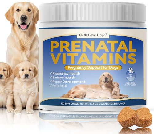 Dog Prenatal Vitamins - Supports Pregnancy Wellness, Puppy Growth&Lactation and Recovery|Enriched with Essential Nutrients - DHA,Folic Acid,Iron,Calcium|Advanced Multivitamin for Pregnant and Nursing