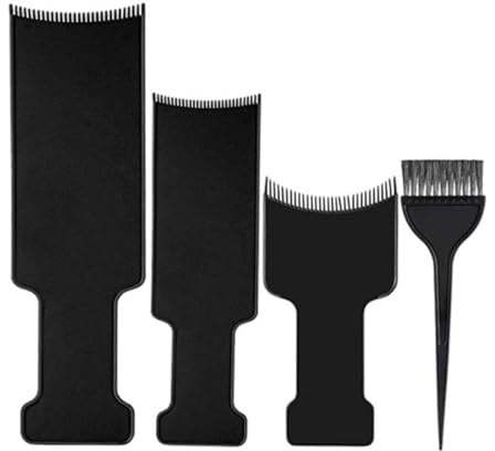 WEKADRIN Kit de 4 Outils de Coiffure Professionnels pour Coloration Capillaire, Palette de Teinture Noire Ergonomique, Adapté Salon et Usage Domestique, Fournitures Coiffure pour Mèches