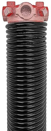 KaiMinDogz Right Hand Wind (Red Cone) 2 Garage Door Torsion Spring with Non-Slip Winding Bars & Gloves for Replacement, High Precision Electrophoresis Black Coated, MIN 16,000 Cycles (0.207x2x24)