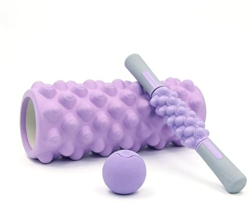 Set de Rodillos de Espuma Recuperación Mejorada Antideslizante con Pelota | Rodillo de Espuma para Ejercicio Para entrenamiento de fuerza, yoga, Pilates, gimnasio en casa, viajes, reside