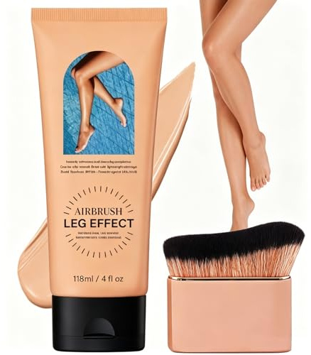 Kit Make-up Spray per Gambe Gireatick, Tonalità Media con Pennello Curvo Oro Rosa, Correttore Impermeabile a Copertura Totale per Cicatrici, Vene, Tatuaggi, Lozione Abbronzante Istantanea Resistente