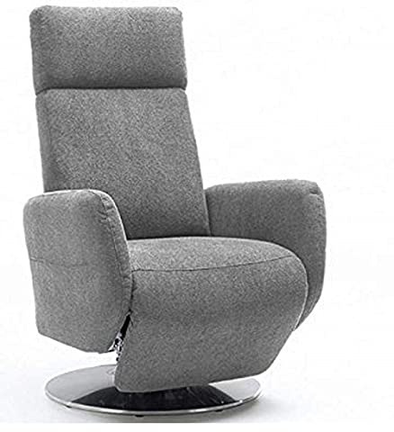 Cavadore TV-Sessel Cobra mit 2 E-Motoren/ Elektrisch verstellbarer Fernsehsessel mit Fernbedienung / Relaxfunktion, Liegefunktion / Ergonomie S / Belastbar bis 130 kg / 71 x 108 x 82 / Hellgrau